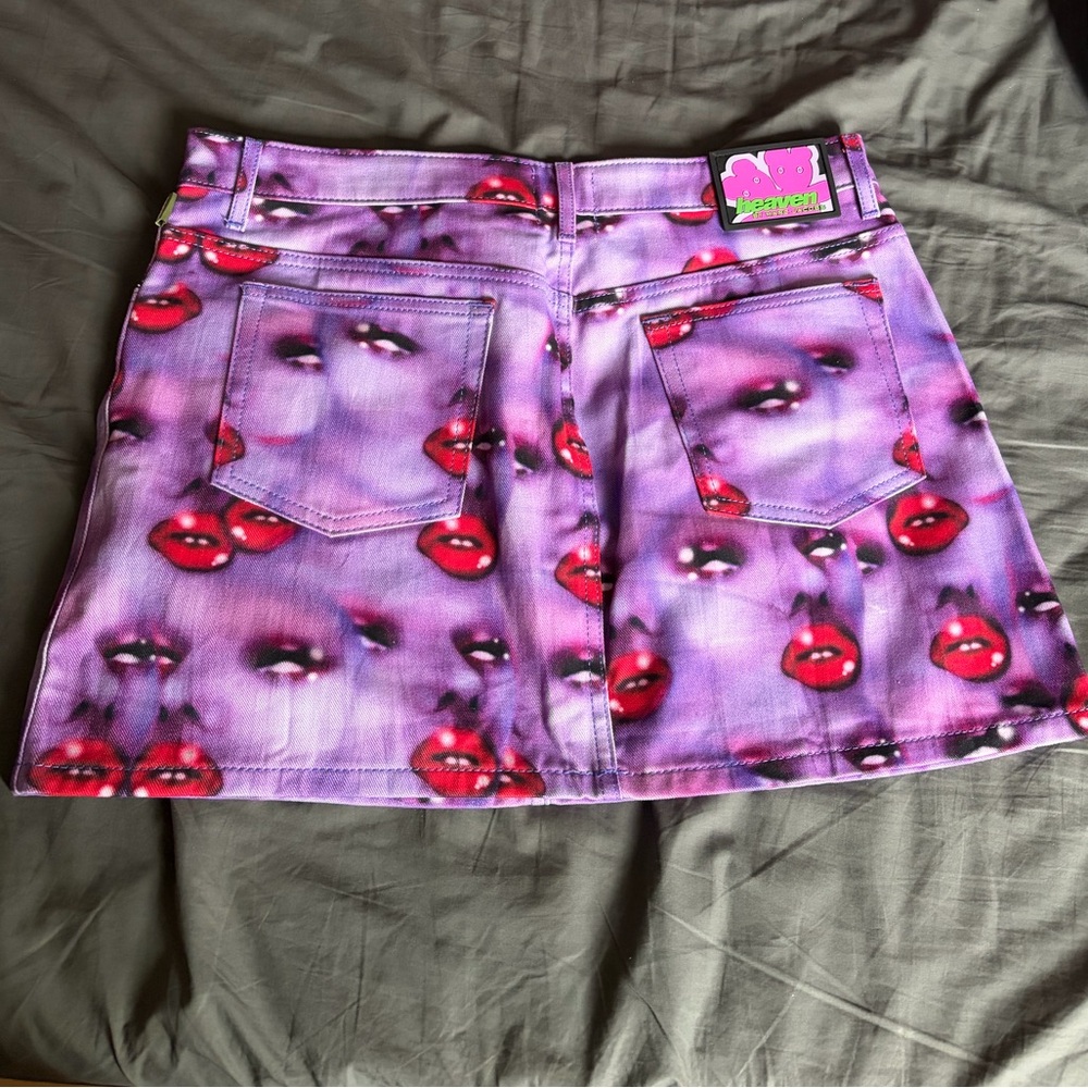 Icecream Marc Jacobs Purple Mini Skirt with Red Lip Print